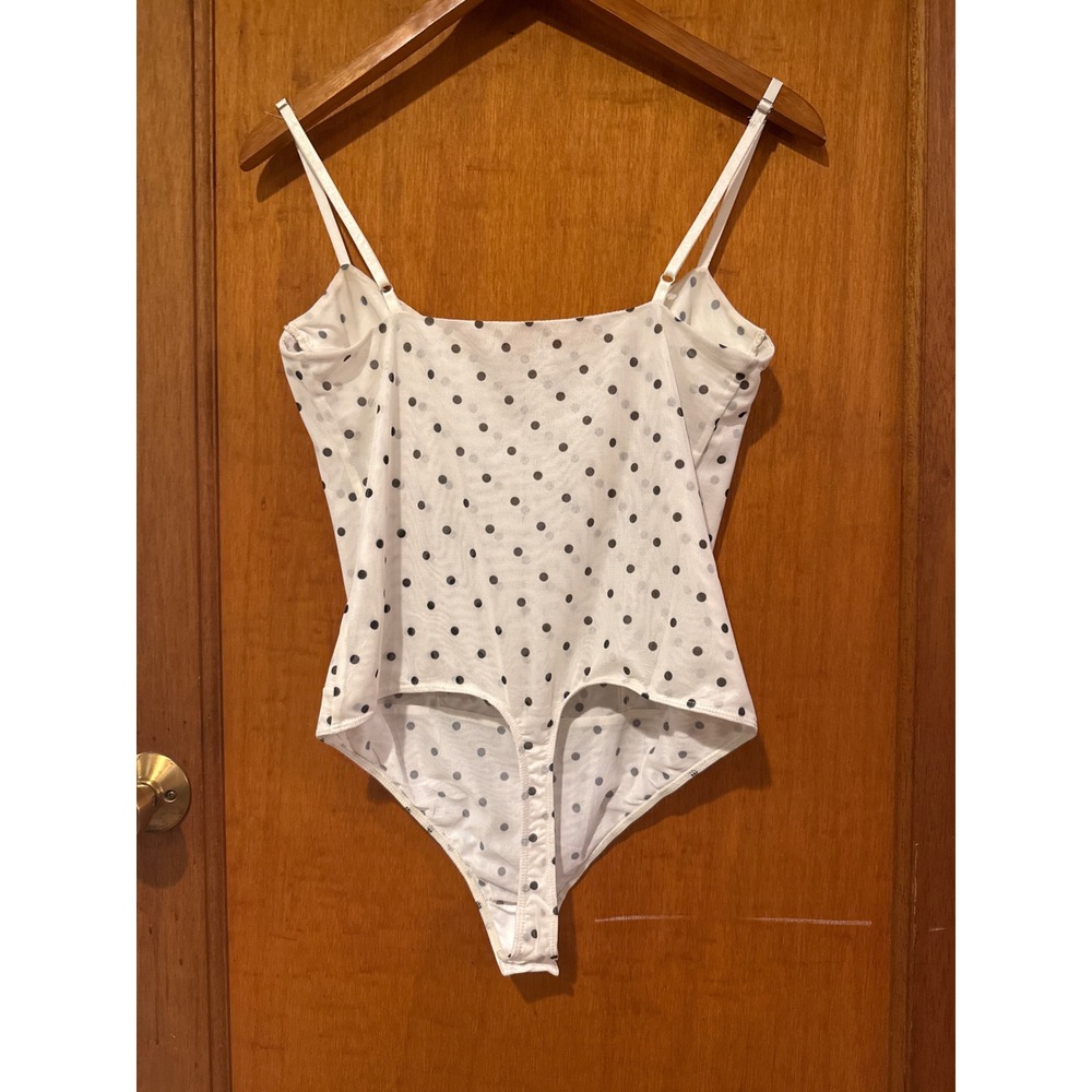 Intimately FP Printed Night Rhythm Corset Bodysuit Large White Dot coquette mesh - Picture 8 of 13